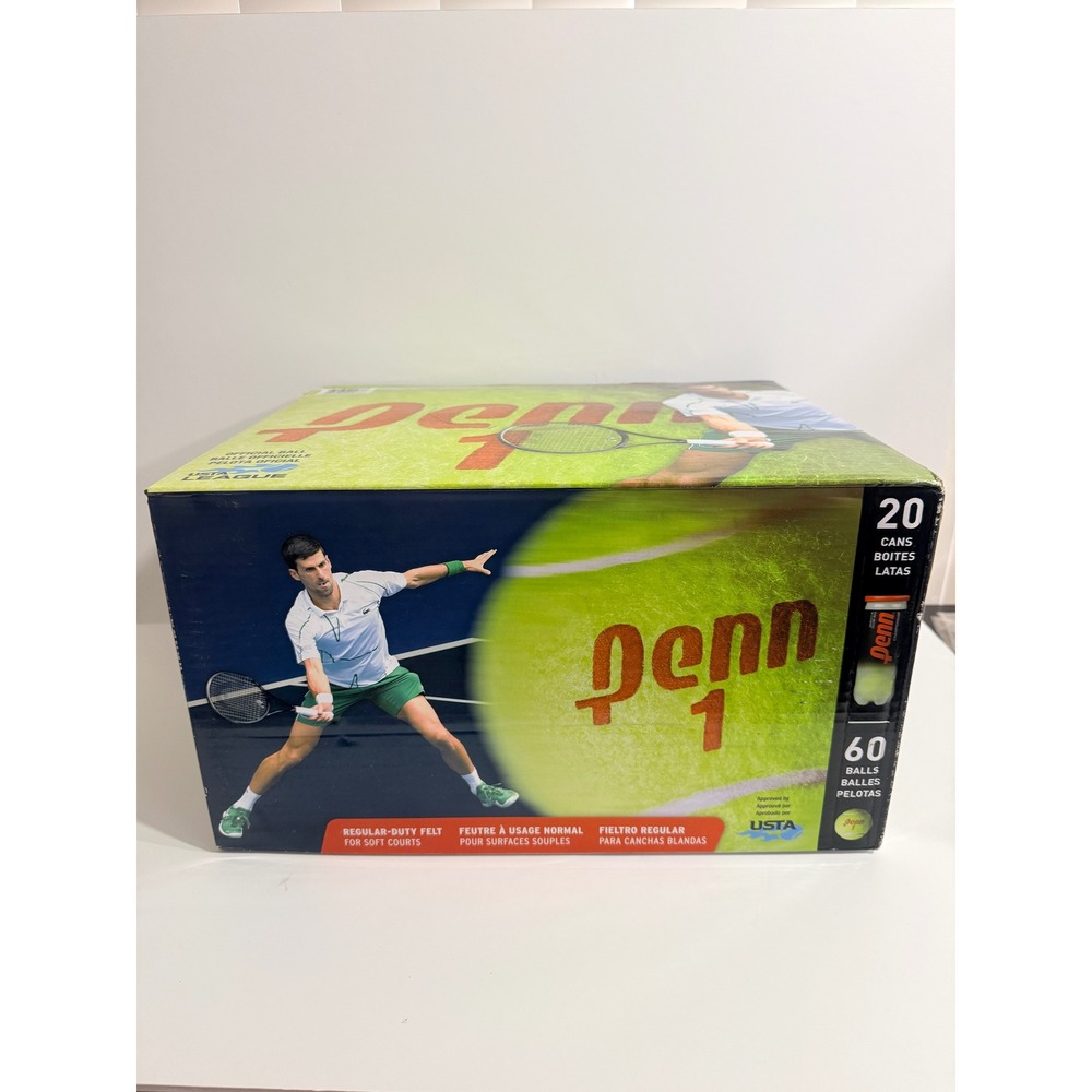 Penn Tennis Balls Unisex 60 Count Yellow New Regular Duty Soft Court 20 Cans